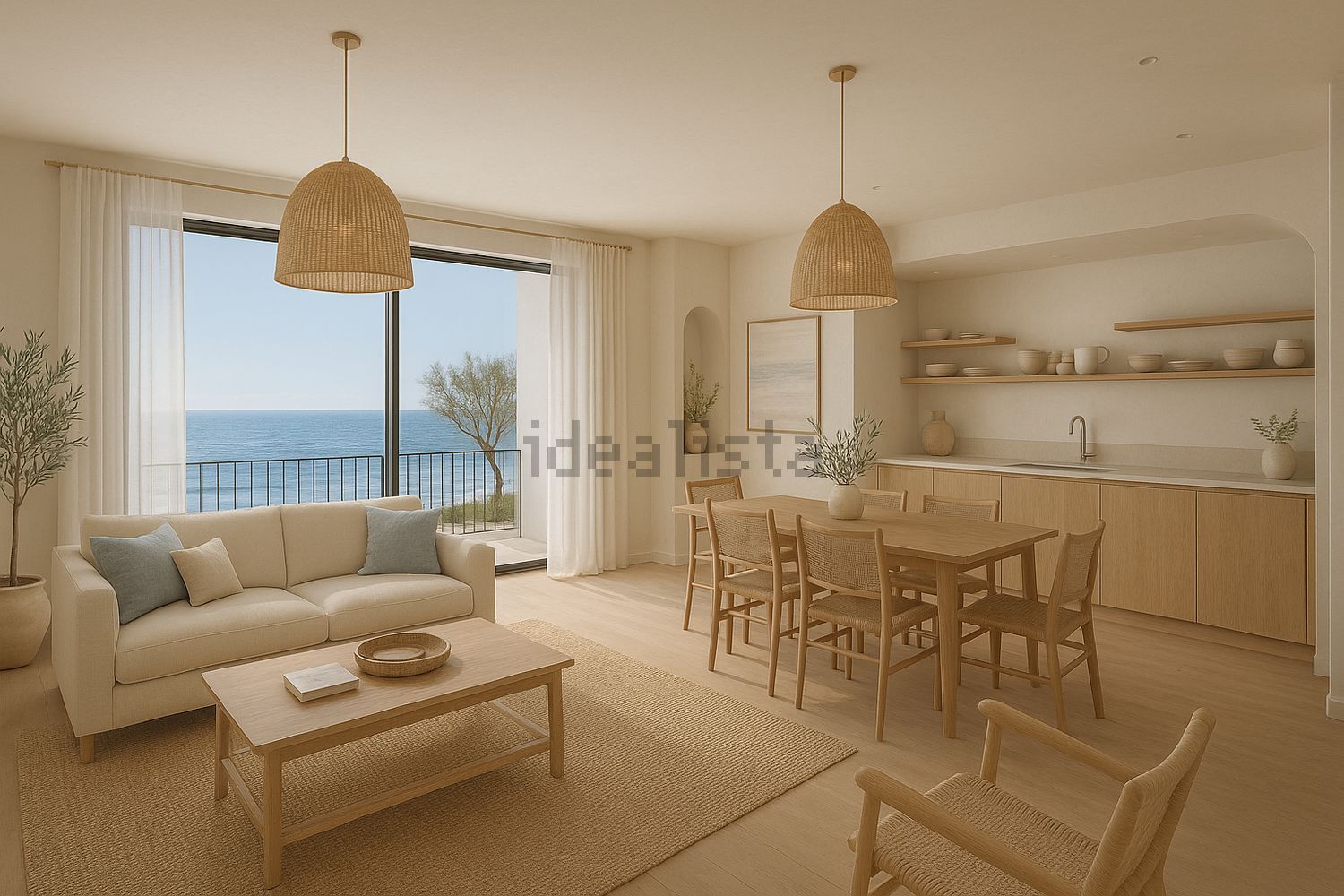Chalet with direct beach access in Marín — Living room