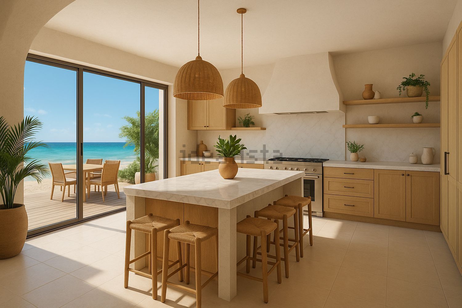 Chalet with direct beach access in Marín — Kitchen
