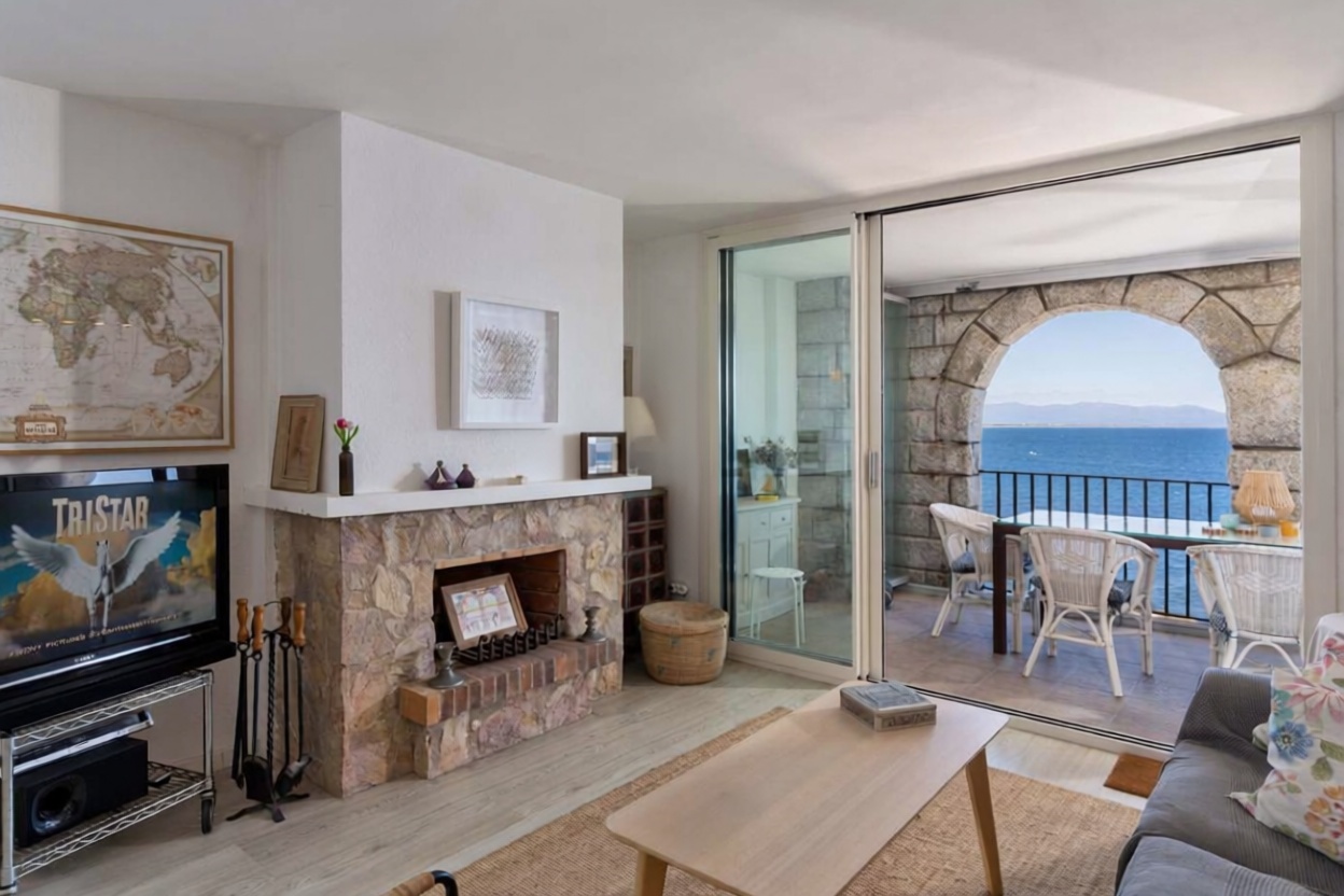 Wohnung zum Verkauf in direkter Strandlage in L'Escala — Wohnzimmer