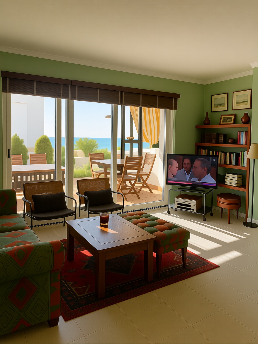 Piso en venta en primera línea de playa en Estepona — Salón