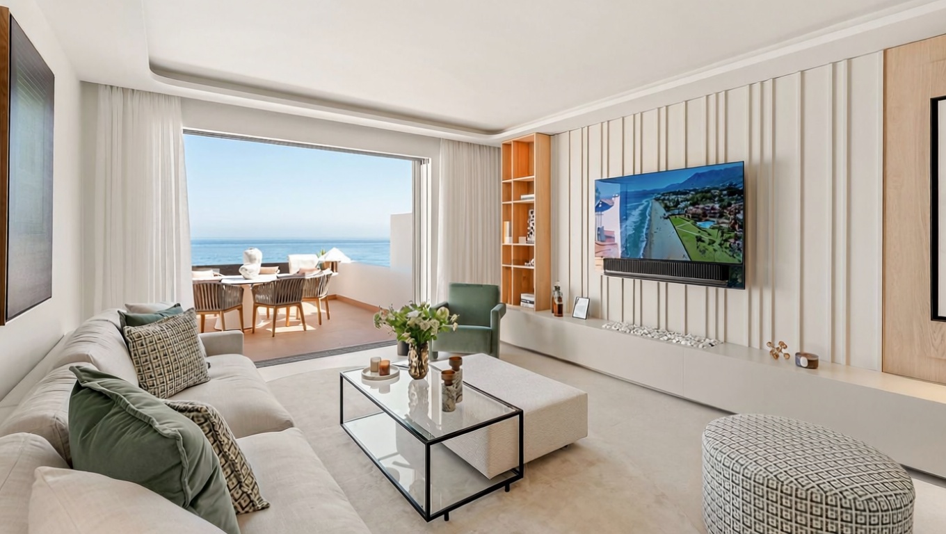 Пентхаус первая линия моря в Estepona — Гостиная