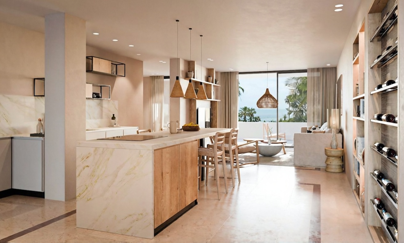 Flat for sale frontline beach in Marbella — Living room