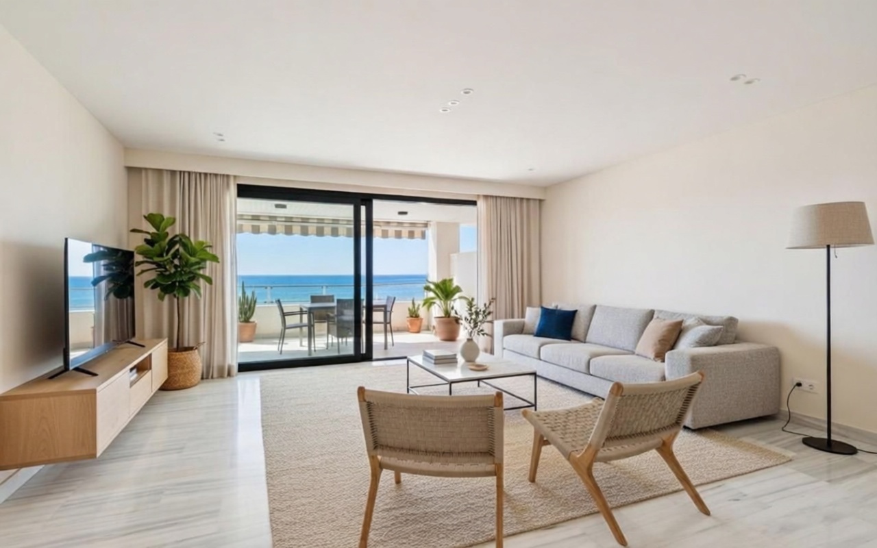 Piso en venta en primera línea de playa en Palma de Mallorca — Salón
