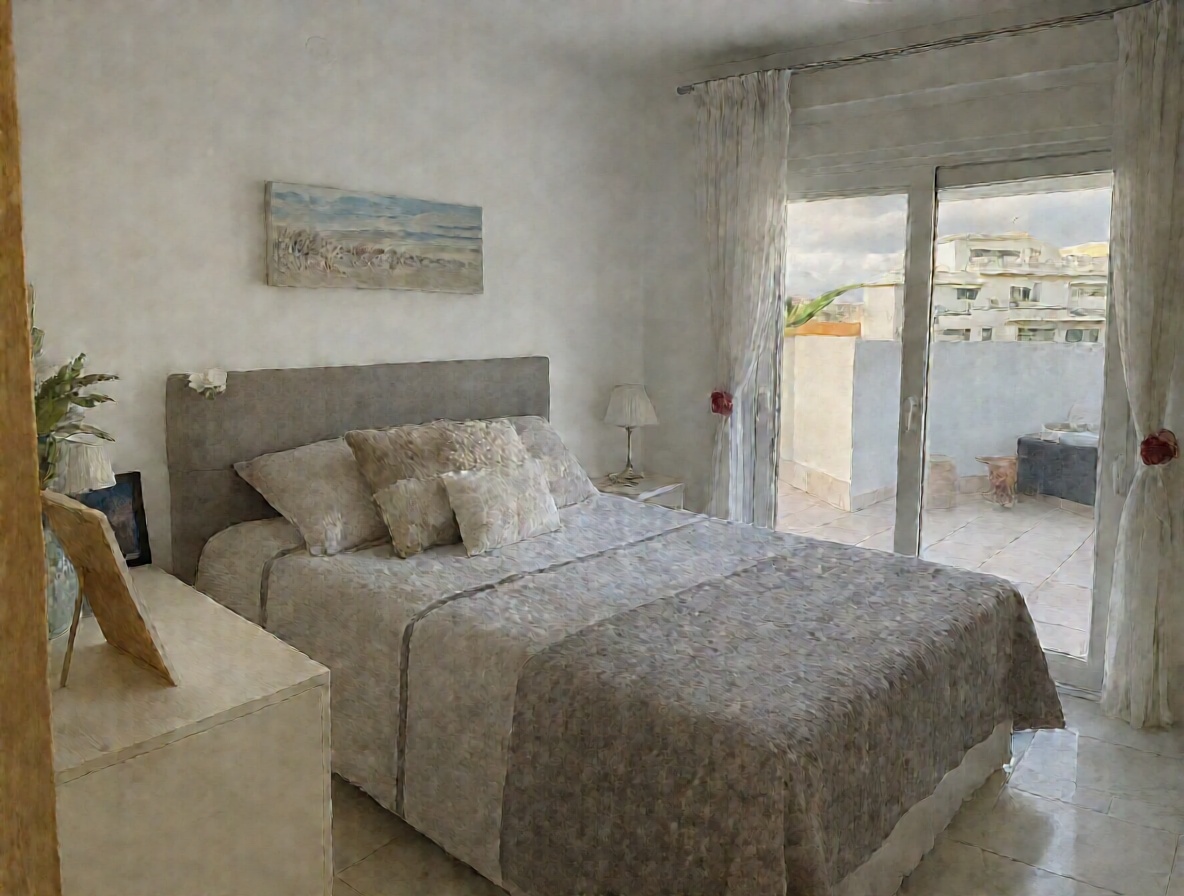 Grenier aménagé à vendre en première ligne de mer à Roquetas de Mar — Chambre