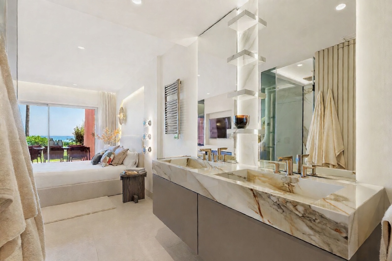 Piso en venta en primera línea de playa en Estepona — Dormitorio