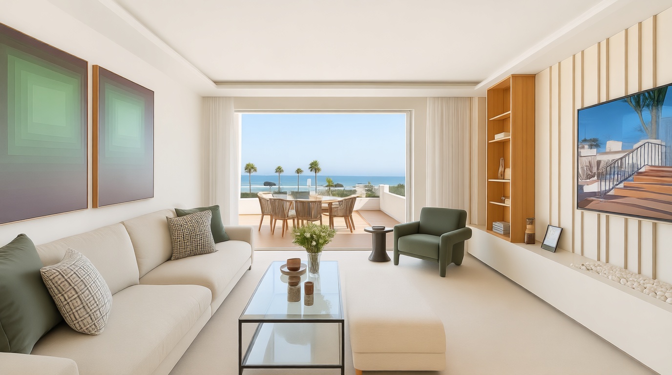 Мансарда на продажу на первой линии моря в Estepona — Гостиная