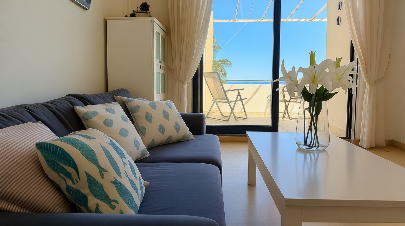 Attic for sale seafront in Oliva — Living room