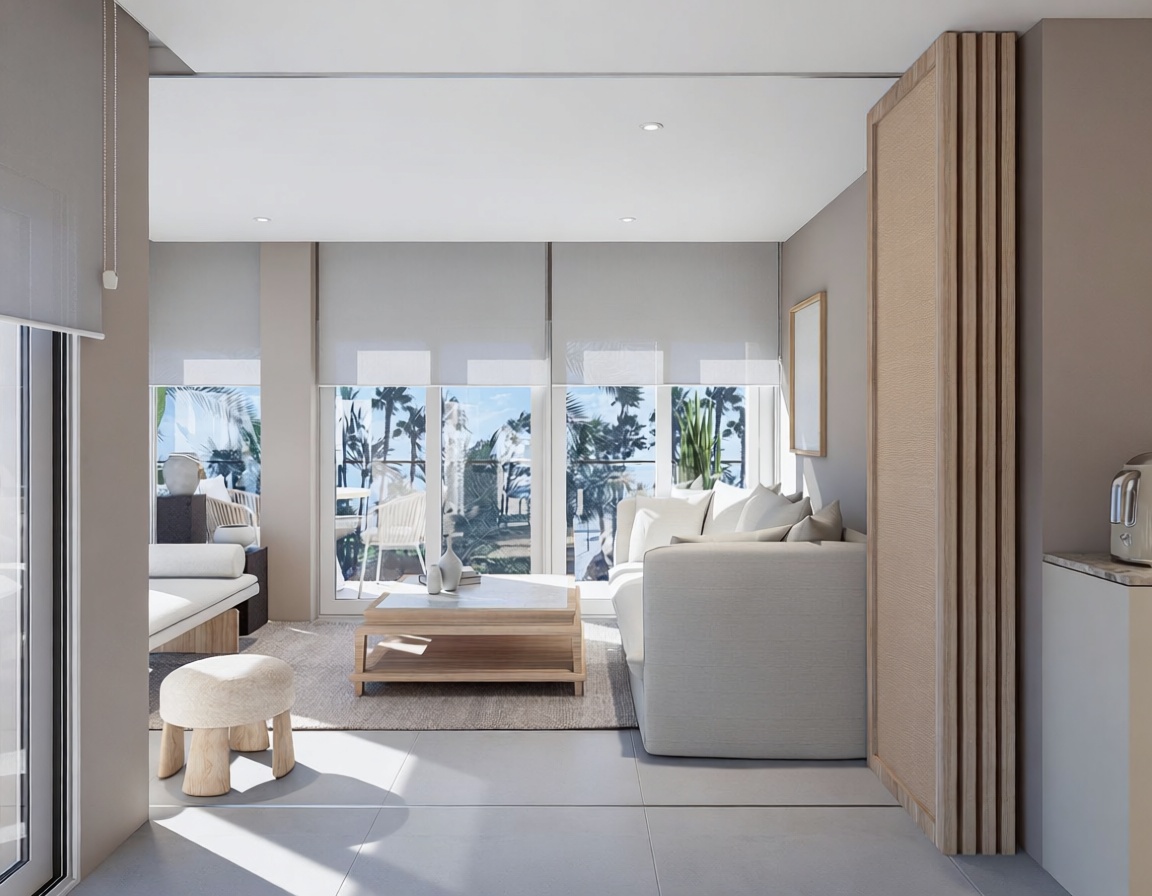 Квартира на продажу на первой линии пляжа в Estepona — Гостиная