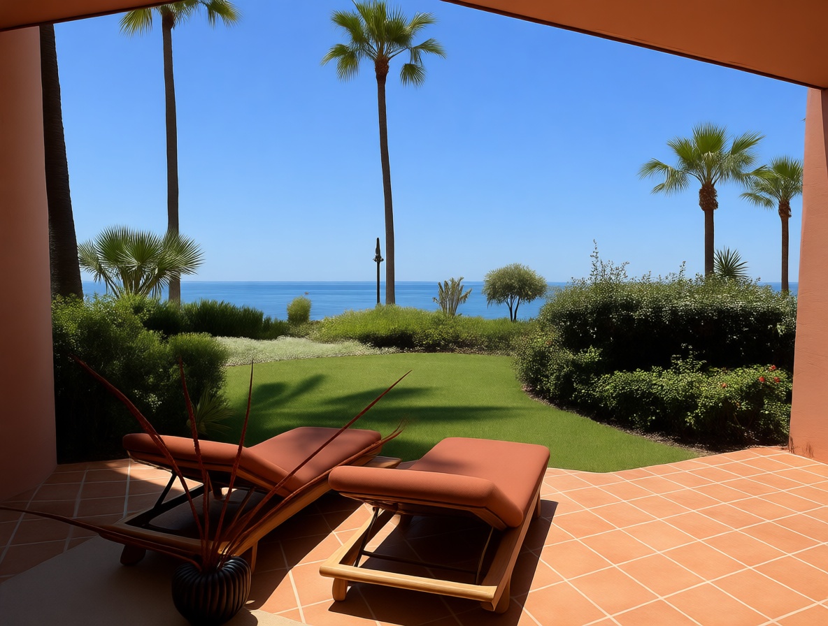 Piso en venta en primera línea de playa en Estepona — Terraza mar