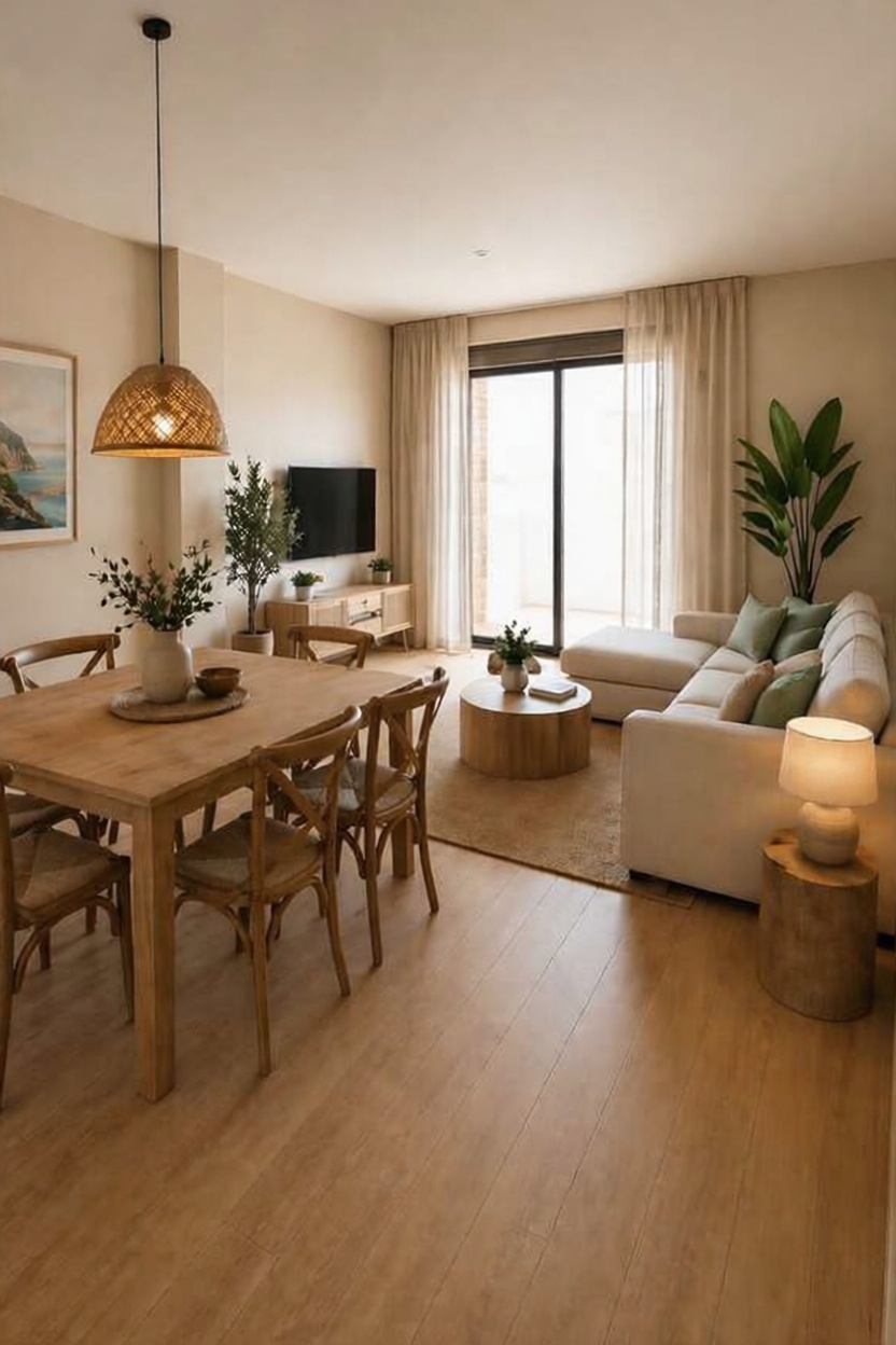 Flat for sale frontline beach in El Ejido — Living room