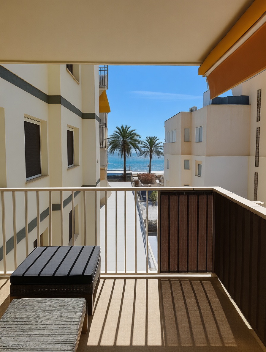 Piso en venta en primera línea de playa en Benicasim/Benicàssim — Terraza mar