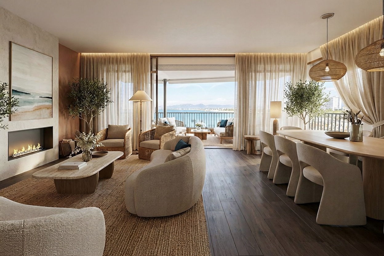 Flat for sale frontline beach in Salou — Living room