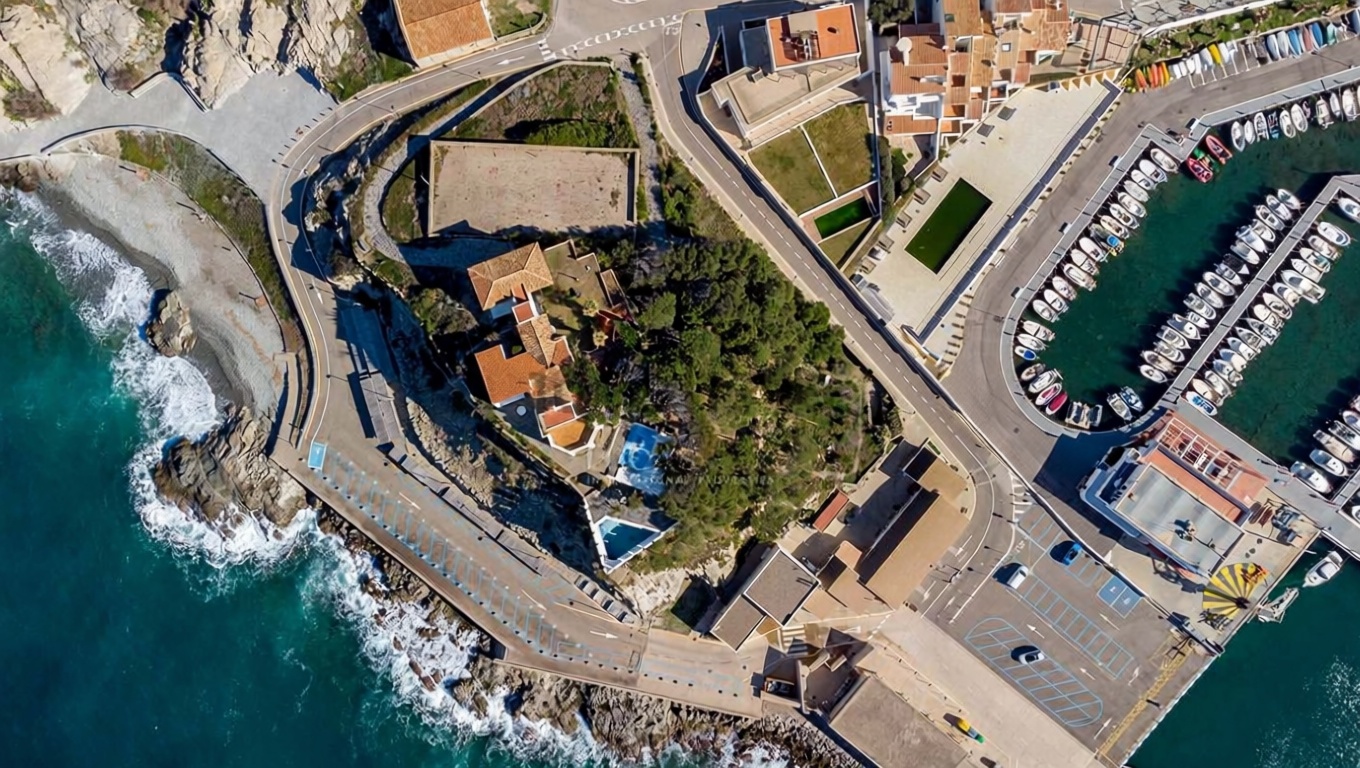 Chalet en venta con acceso directo a la playa en El Port de la Selva — Aérea