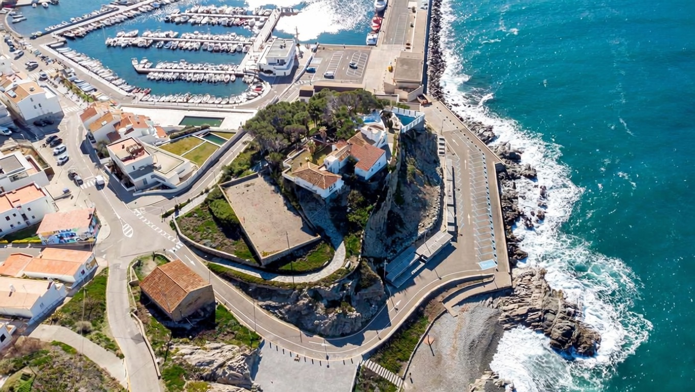 Chalet en venta con acceso directo a la playa en El Port de la Selva — Aérea
