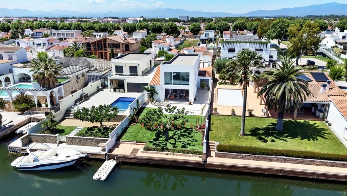 Chalet zum Verkauf mit direktem Strandzugang in Empuriabrava — Luftbild