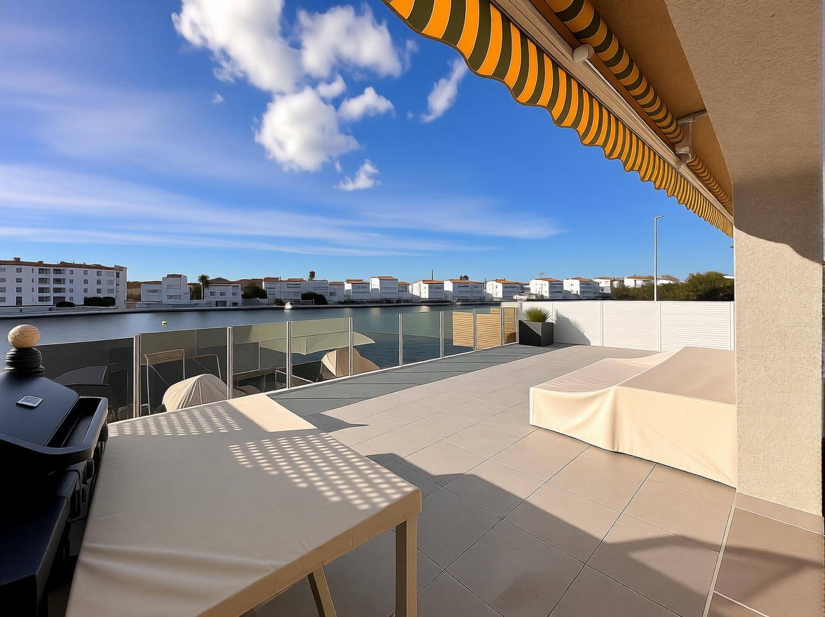 Шале на продажу с прямым выходом на пляж в Empuriabrava — Морская терраса