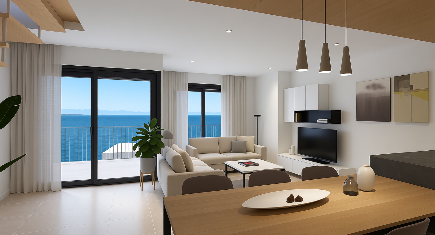 Wohnung zum Verkauf in direkter Strandlage in L'Escala — Wohnzimmer
