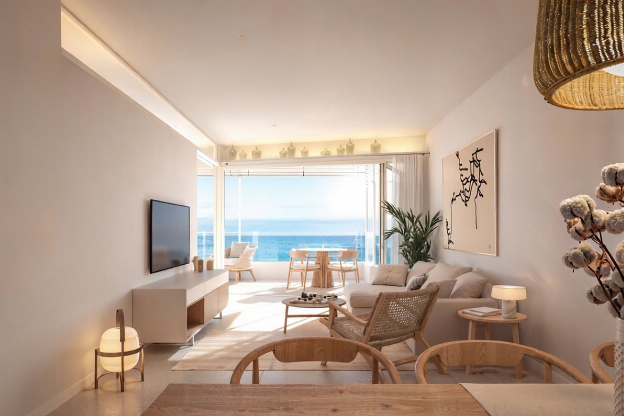 Wohnung zum Verkauf in direkter Strandlage in Lloret de Mar — Wohnzimmer