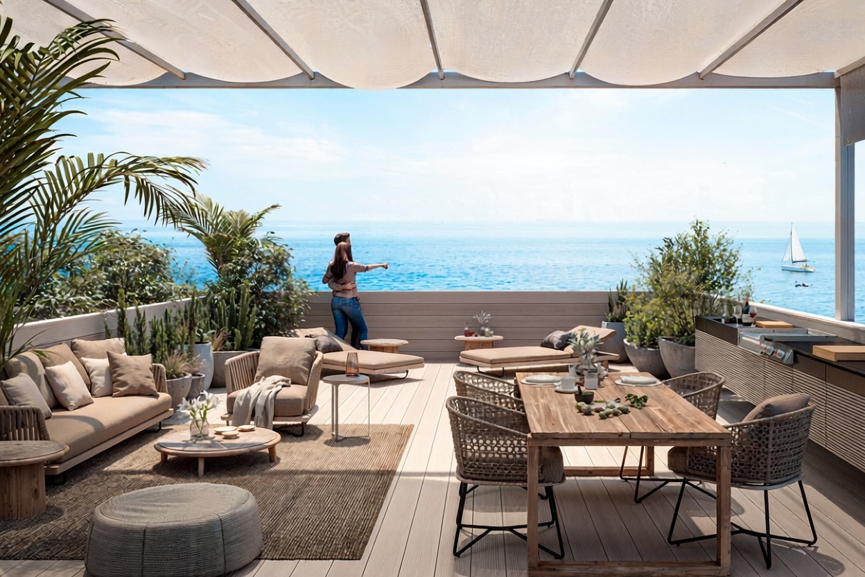 Wohnung zum Verkauf in direkter Strandlage in Lloret de Mar — Meerterrasse