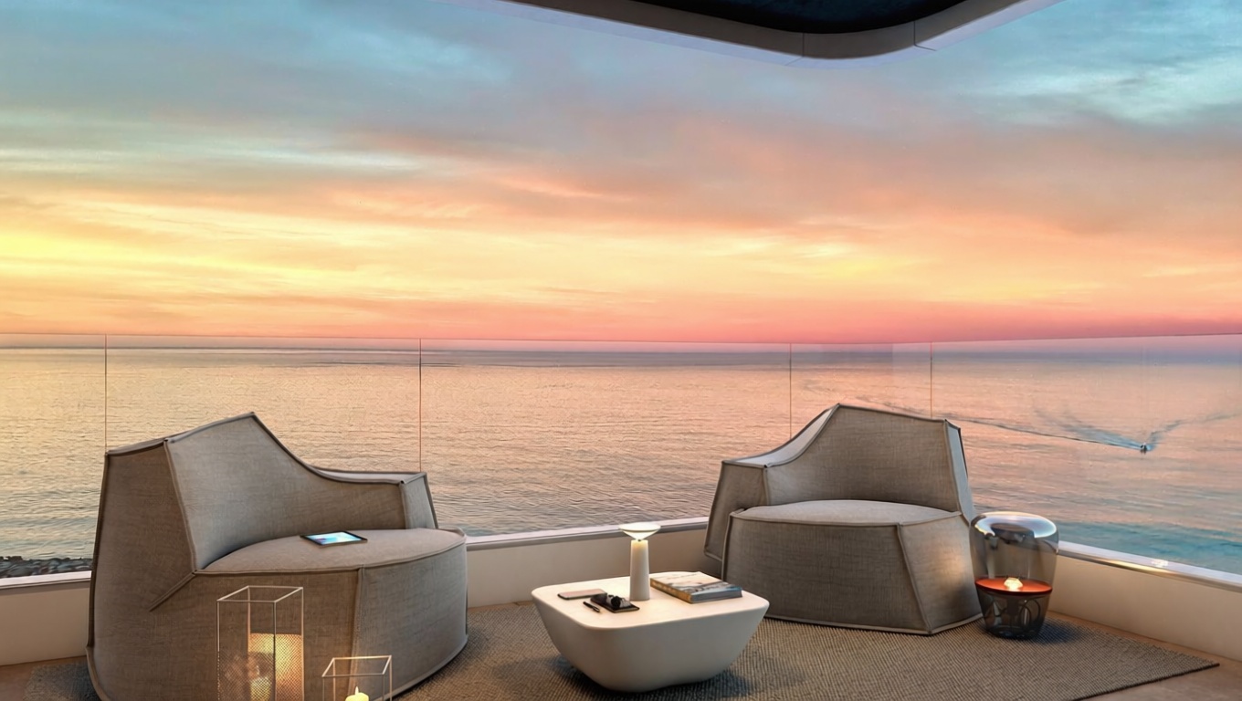 Piso en venta en primera línea de playa en Mataró — Terraza mar