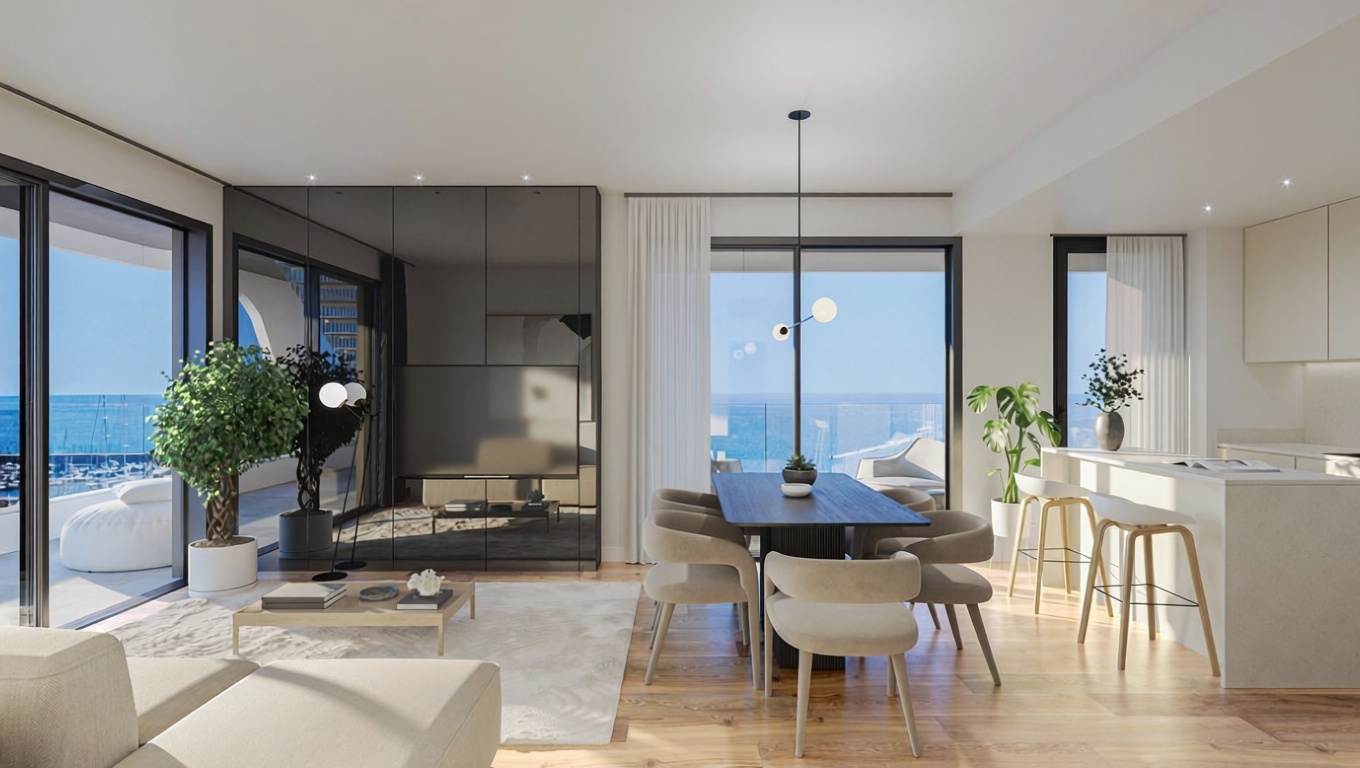 Piso en venta en primera línea de playa en Mataró — Salón