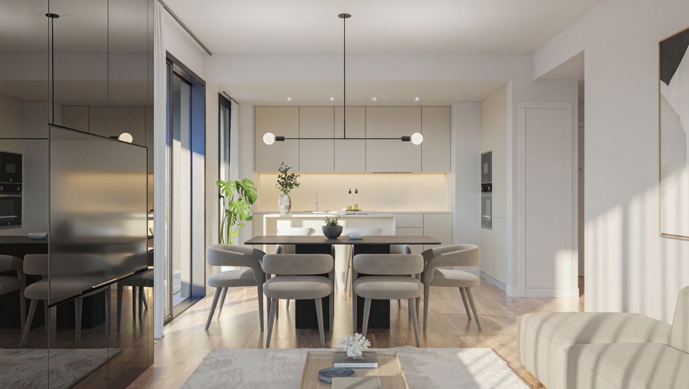 Piso en venta en primera línea de playa en Mataró — Comedor