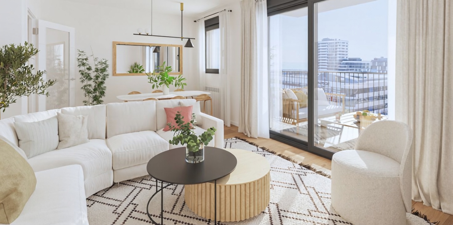 Ático en venta en primera línea de mar en Mataró — Salón