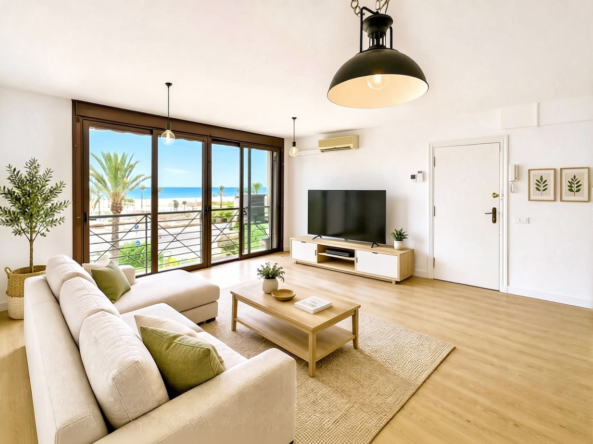 Wohnung zum Verkauf in direkter Strandlage in Mataró — Wohnzimmer