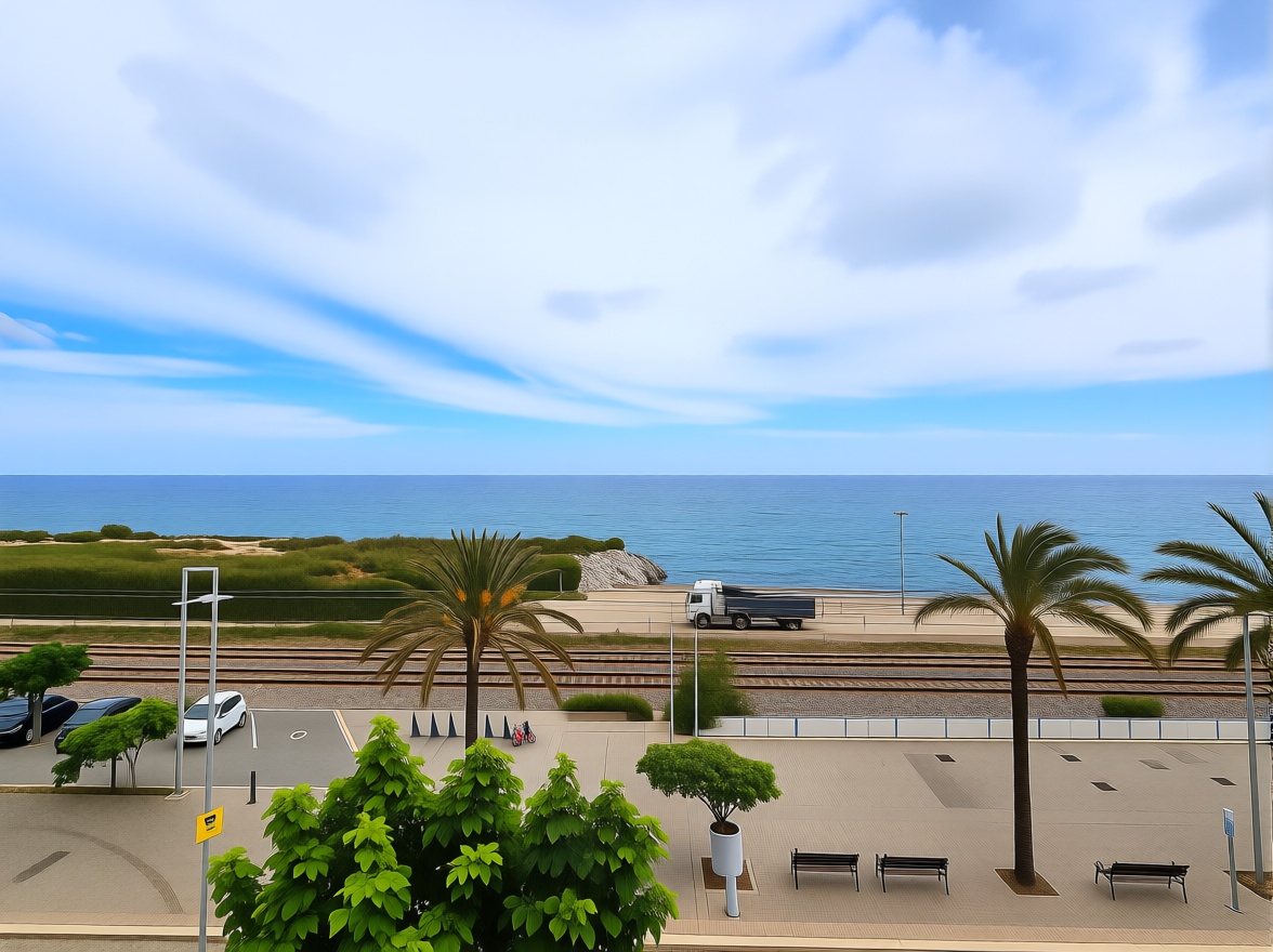 Flat for sale frontline beach in Badalona — Sea view
