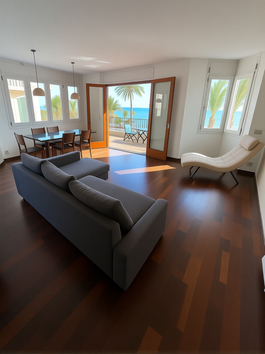 Piso en venta en primera línea de playa en Badalona — Salón