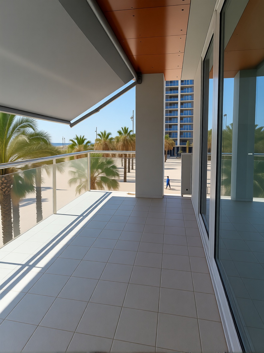 Duplex in erste Strandlinie in Badalona — Meerterrasse