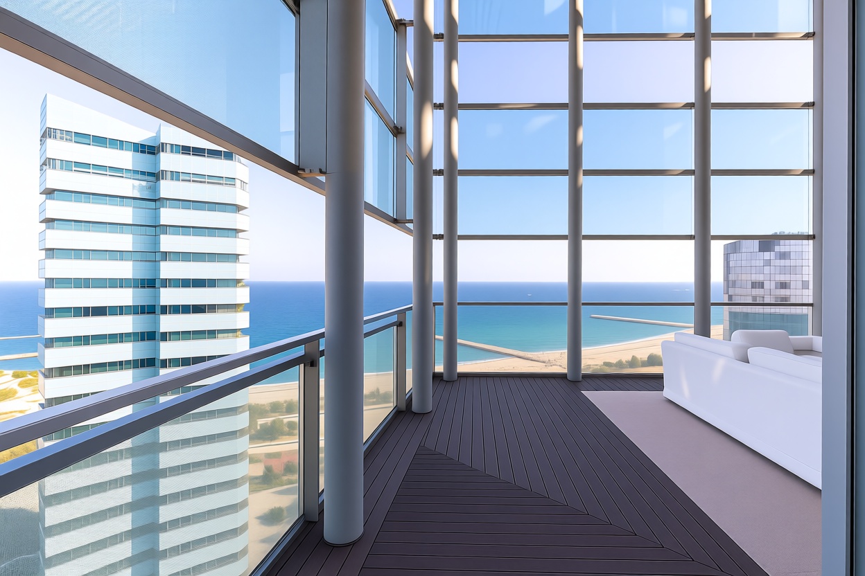 Duplex in erste Strandlinie in Barcelona — Meerterrasse