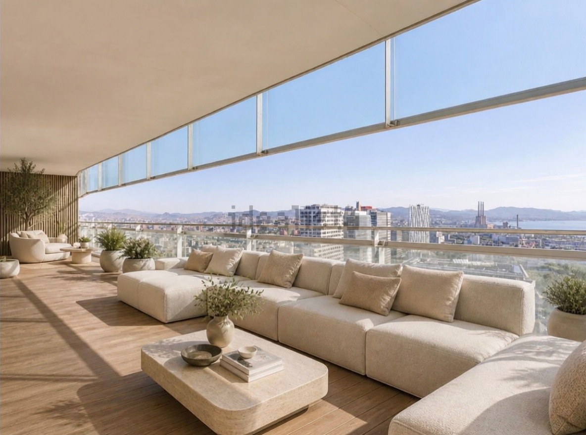 Piso en venta en primera línea de playa en Barcelona — Terraza mar