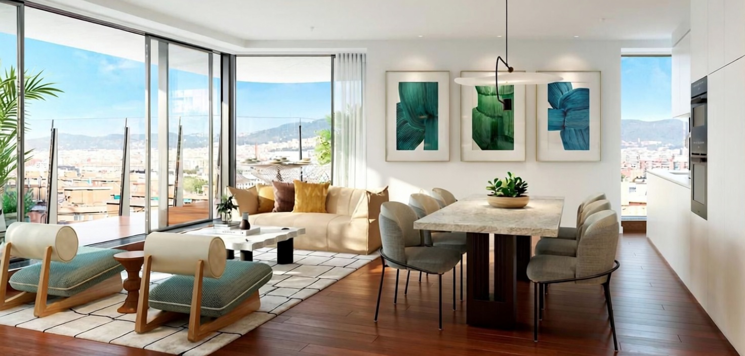 Flat for sale frontline beach in Barcelona — Dining room