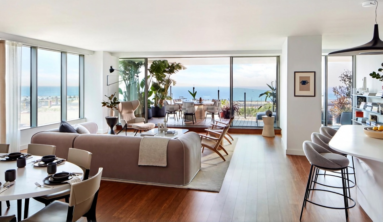 Piso en venta en primera línea de playa en Barcelona — Salón