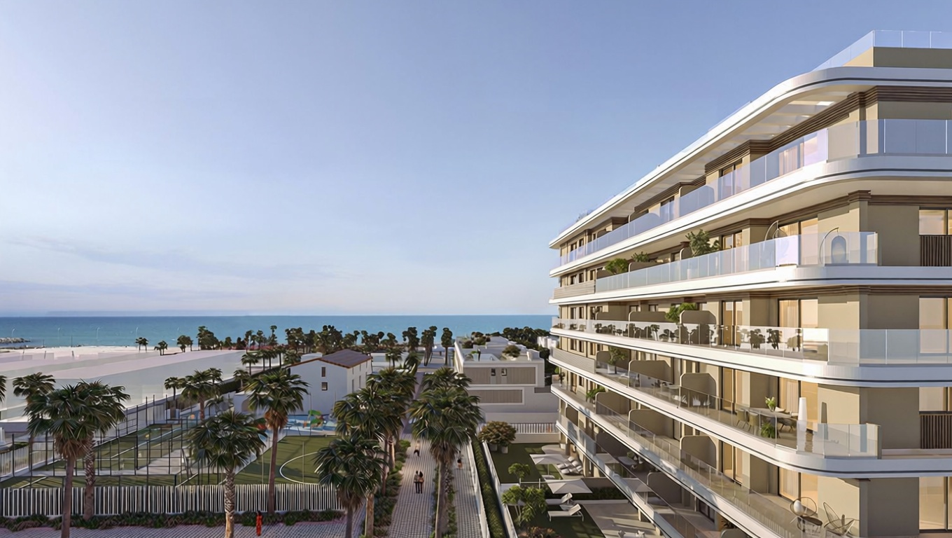 Beachfront flat in Puig — Sea view