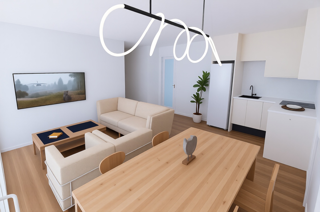 Appartement en attique en première ligne de mer à Nules — Séjour