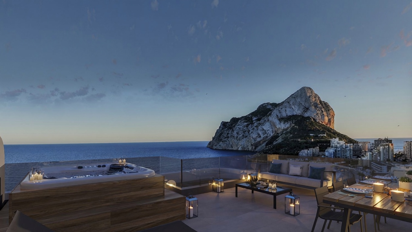 Flat for sale frontline beach in Calpe — Sea terrace