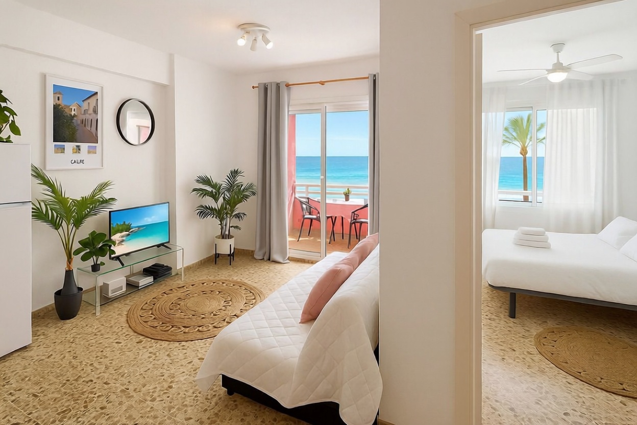 Wohnung zum Verkauf in direkter Strandlage in Calpe — Wohnzimmer