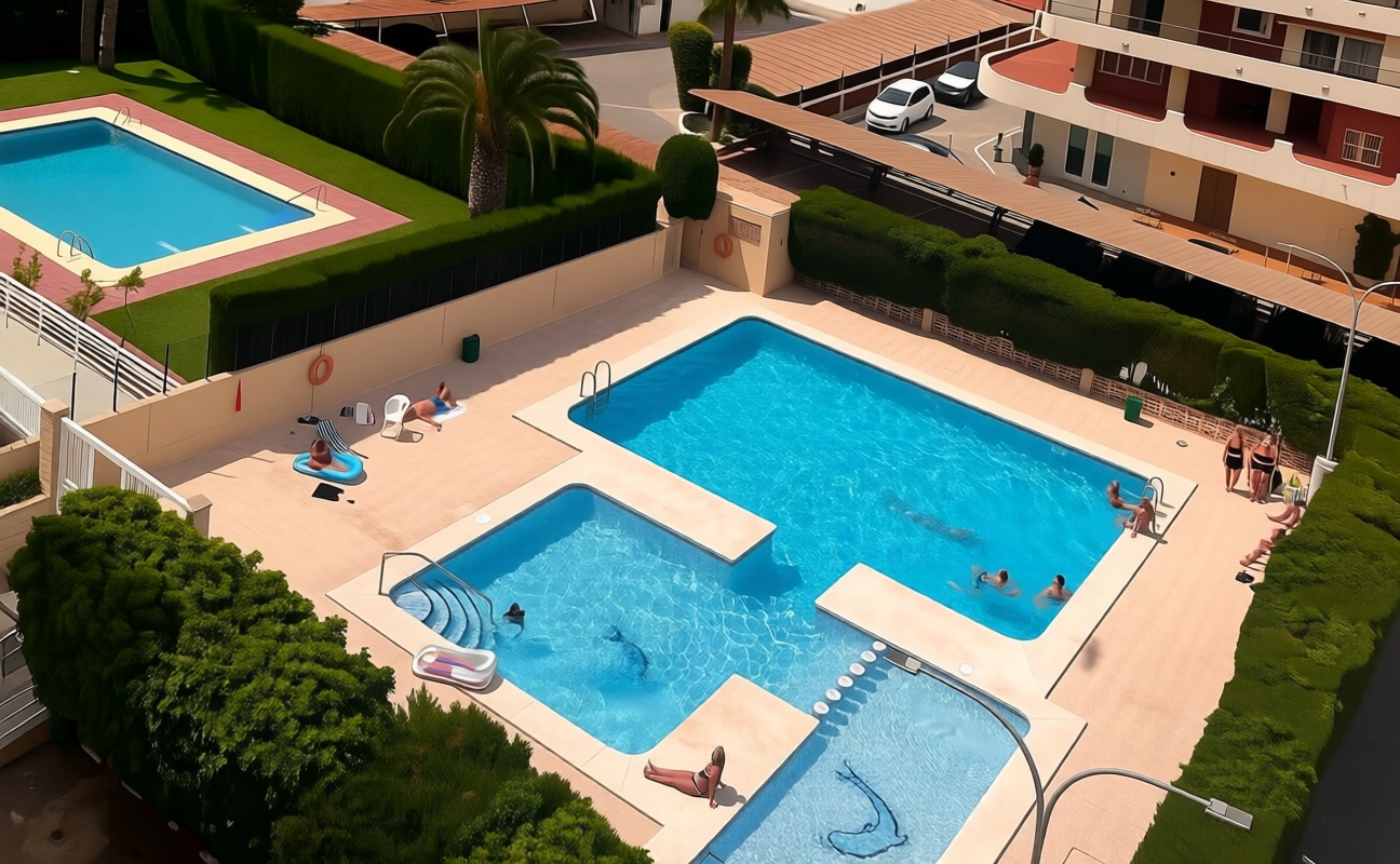 Piso en primera línea de playa en Benidorm — Piscina
