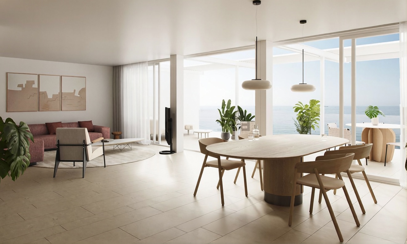 Appartement en attique en première ligne de mer à Alicante — Séjour