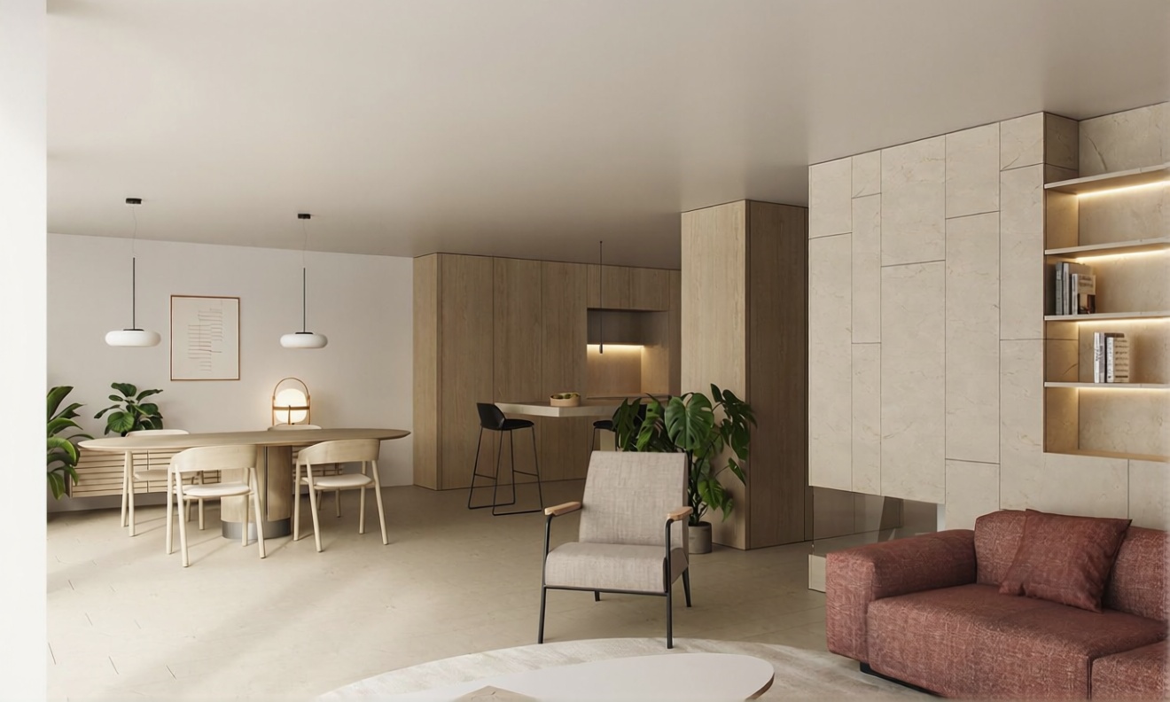 Appartement en attique en première ligne de mer à Alicante — Séjour