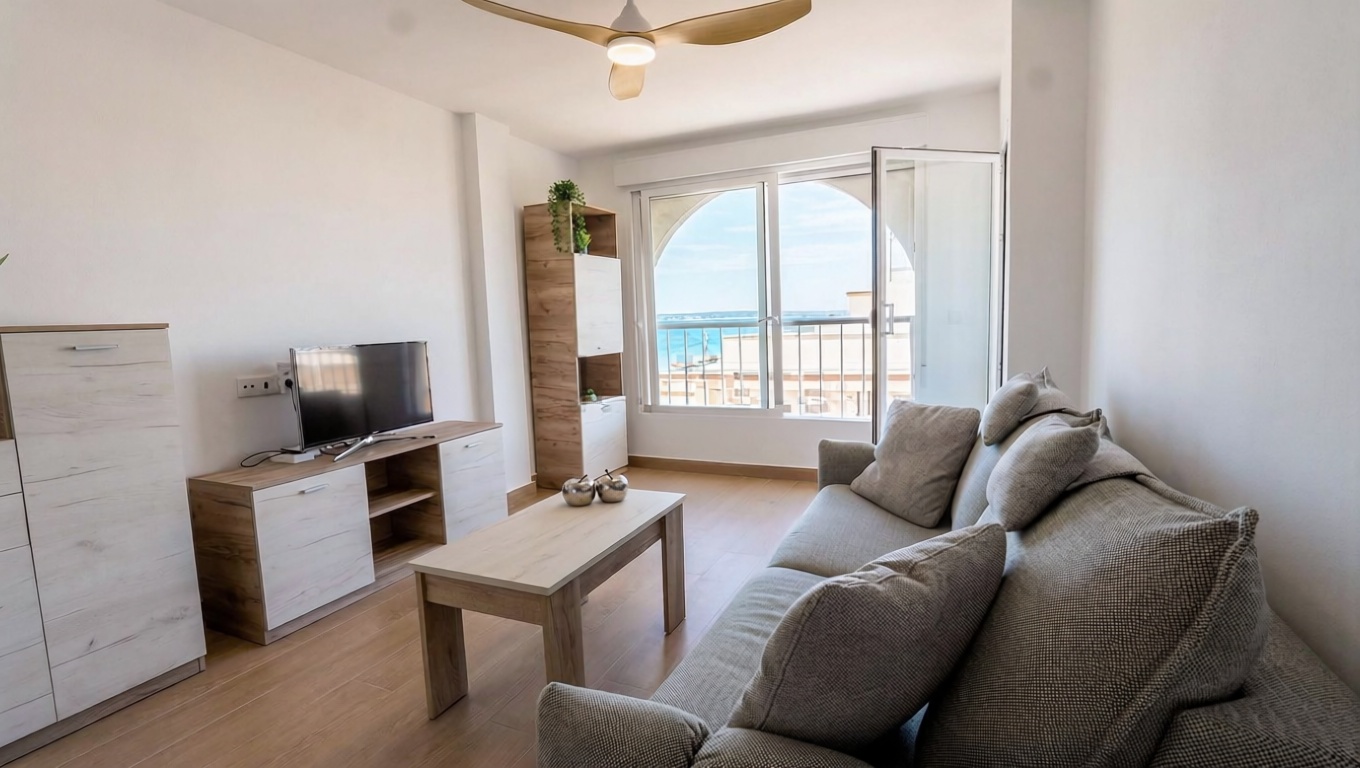 Wohnung in erste Strandlinie in Santa Pola — Wohnzimmer