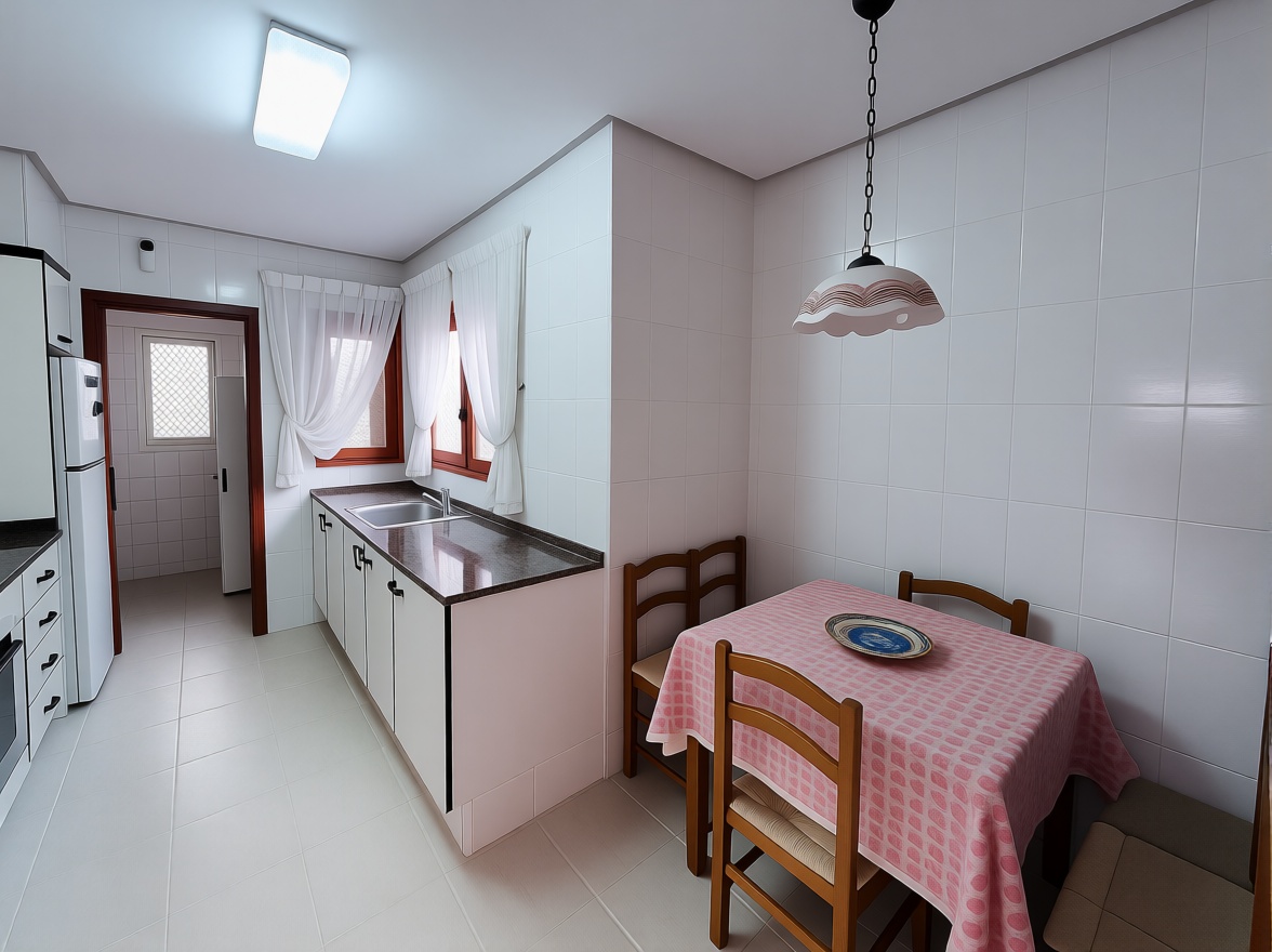 Chalet avec accès direct à la plage à Santa Pola — Coin repas