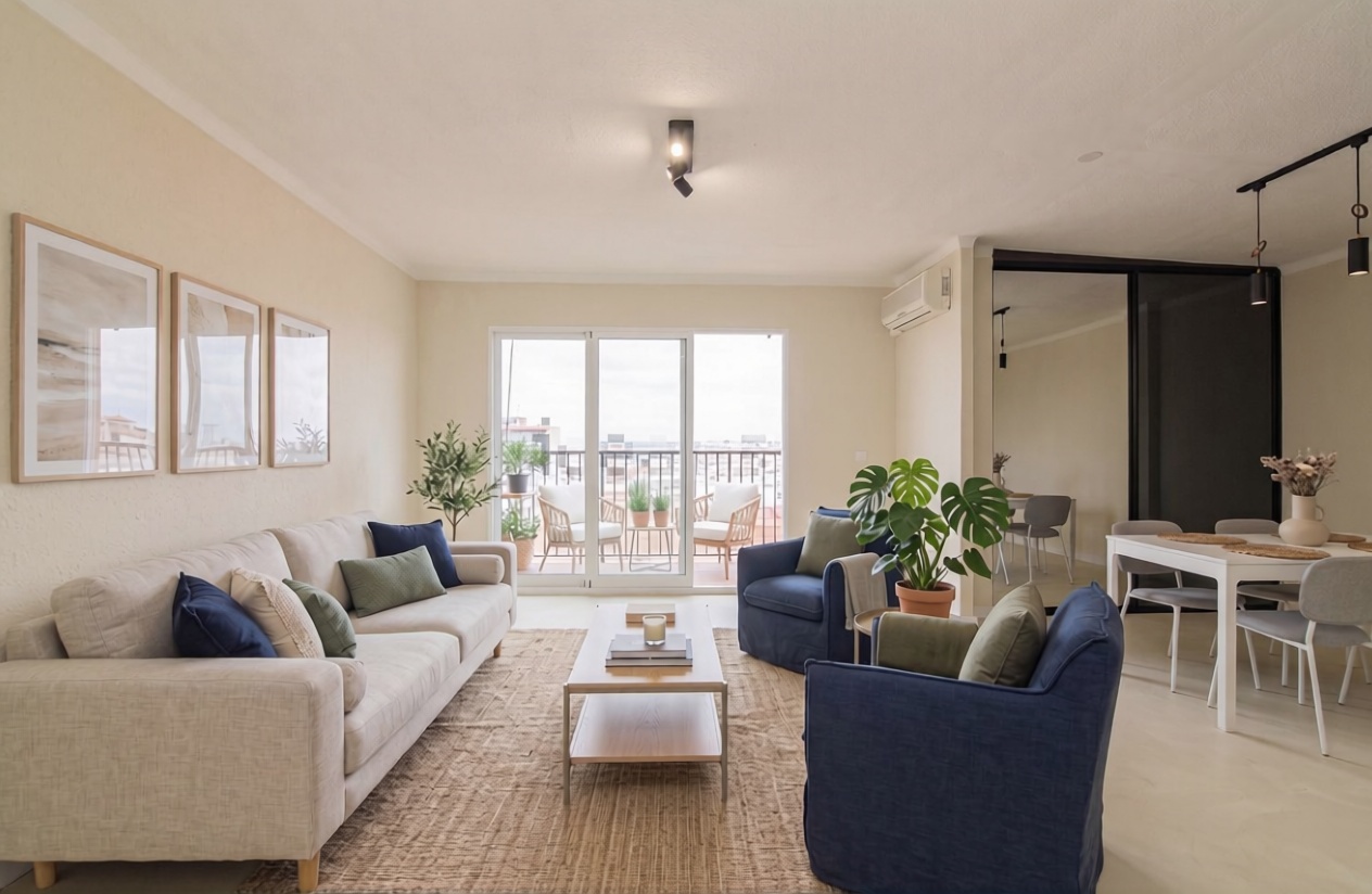 Wohnung in erste Strandlinie in Santa Pola — Wohnzimmer
