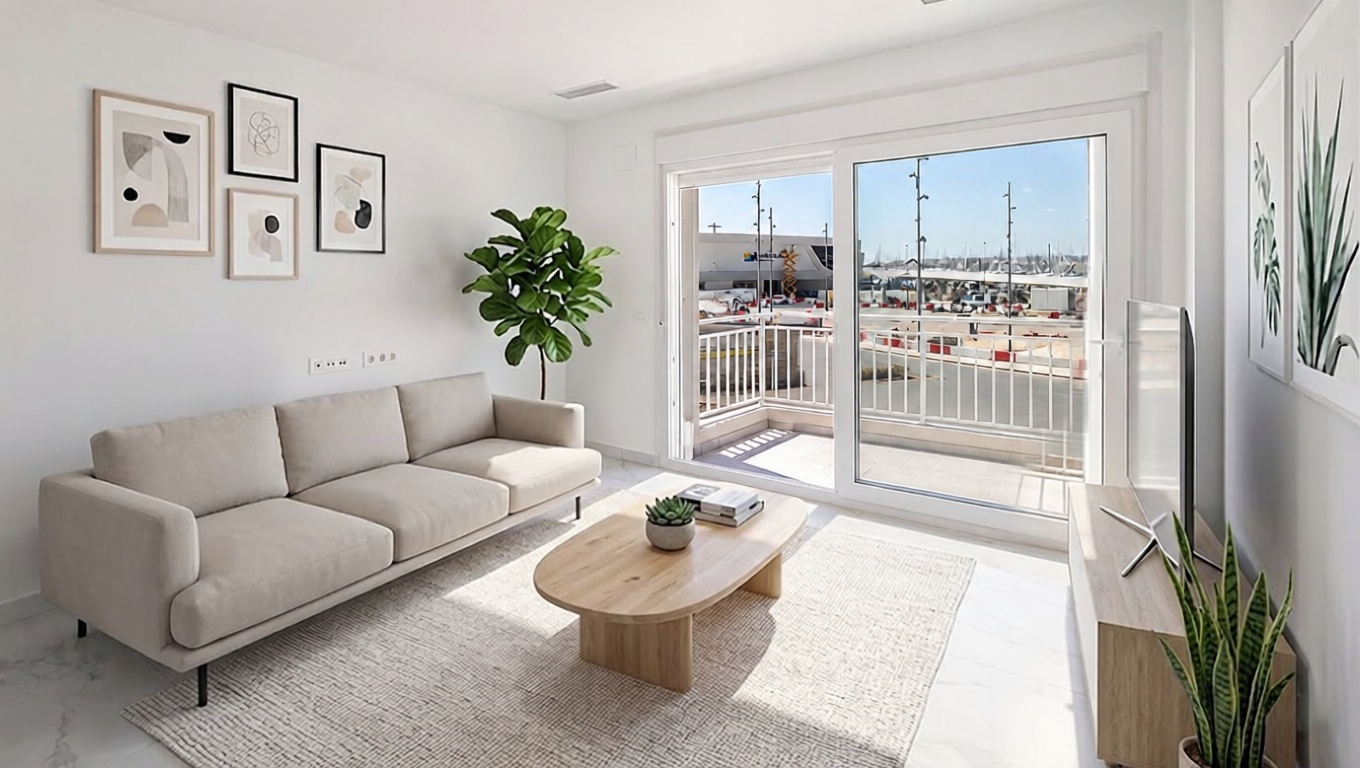 Appartement en première ligne de plage à Torrevieja — Séjour