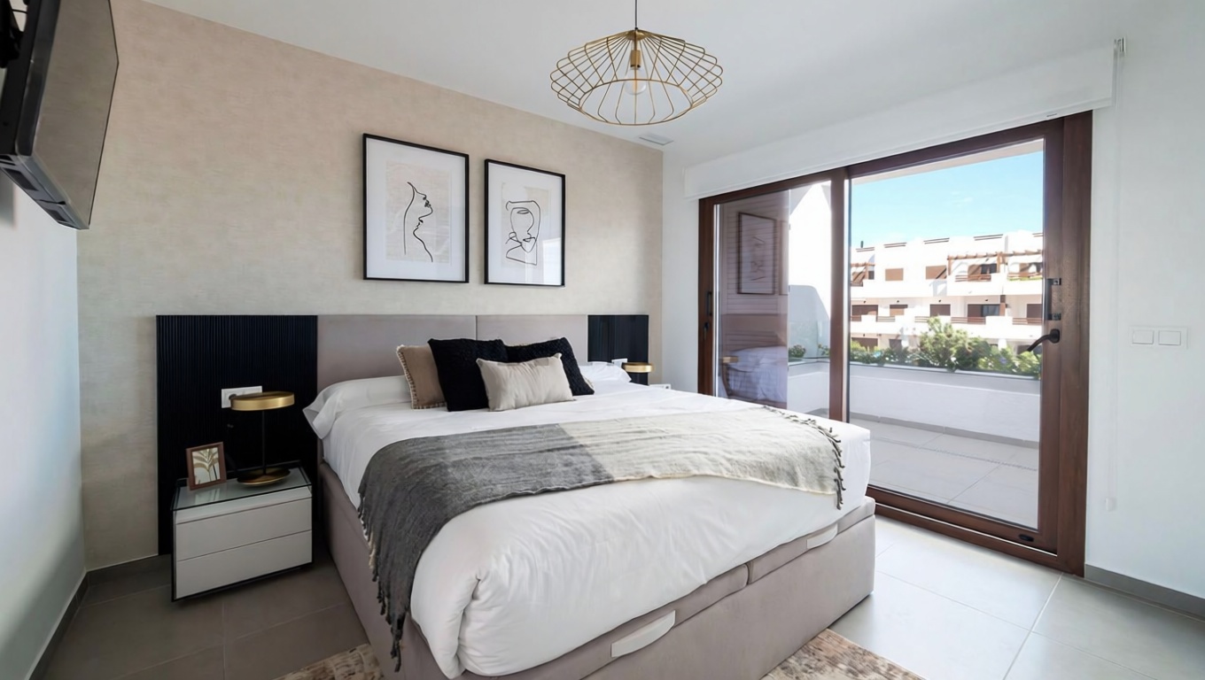 Chalet con acceso directo a playa en San Juan de los Terreros — Dormitorio