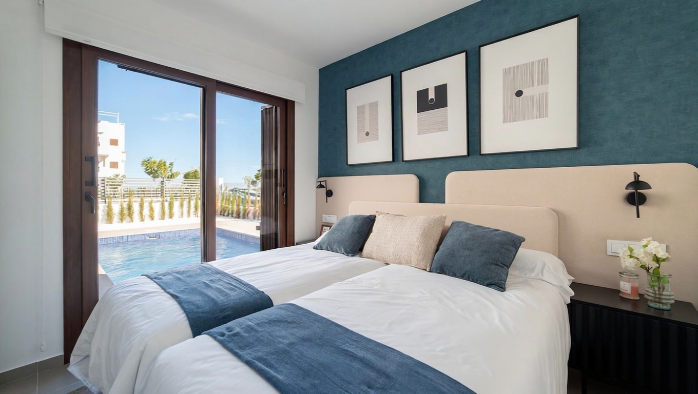 Chalet con acceso directo a playa en San Juan de los Terreros — Dormitorio
