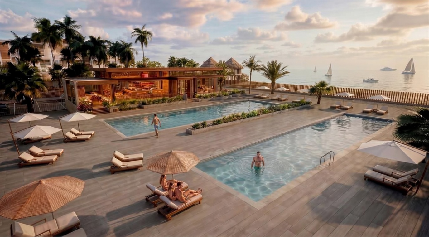 Piso en primera línea de playa en Vera — Piscina