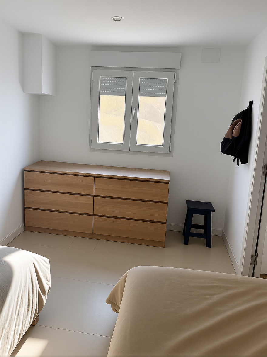 Appartement en première ligne de plage à Es Castell — Chambre